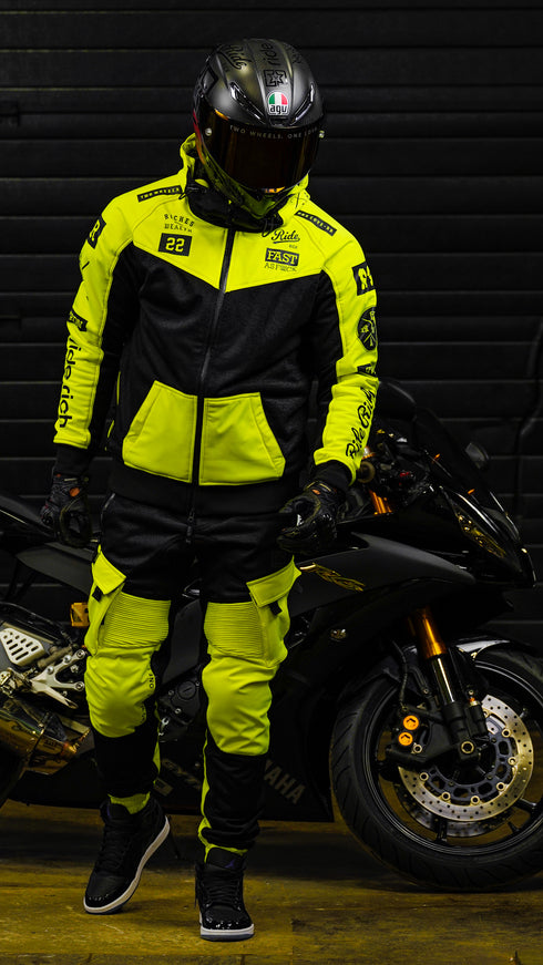 Ride Rich Regency V2 Flow Mesh Armoured GP Softshell Motorcycle Jacket - Yellow
